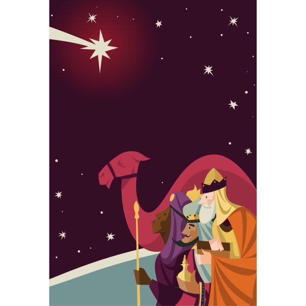 Vector illustration – the Three Wise Kings watching the Star of Bethlehem