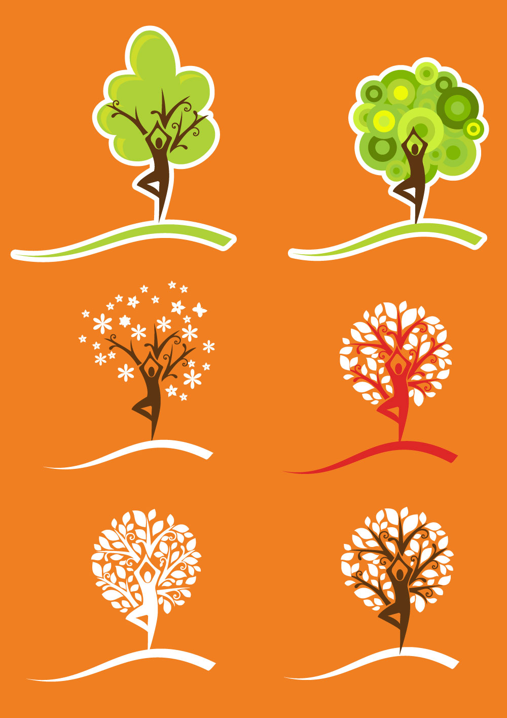 Yoga trees pose icons – modern lifestyle